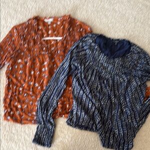 LUCKY BRAND LOT Orange and Blue Patterned Boho Tops Size Small